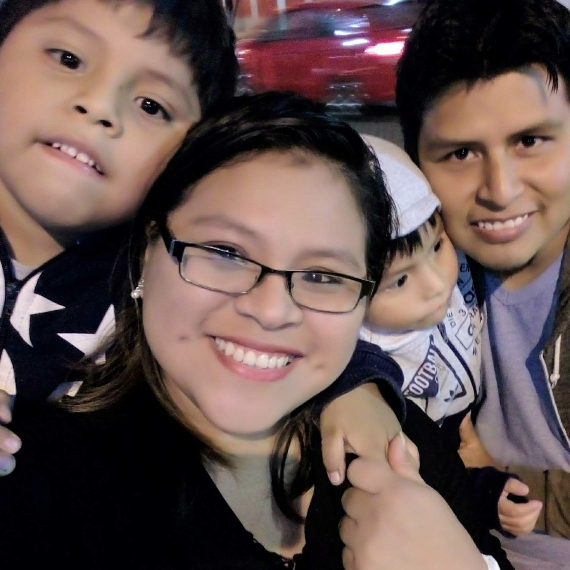 A candid shot of the couple looking at each other